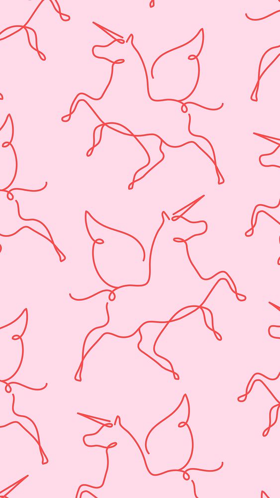 Pink unicorn iPhone wallpaper vector