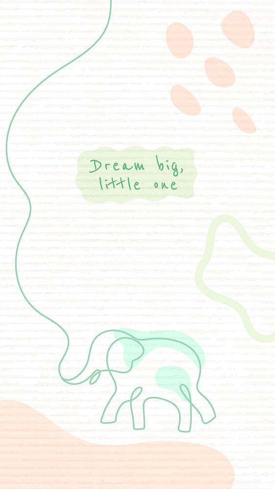 Memphis elephant iPhone wallpaper template vector, dream big little one quote