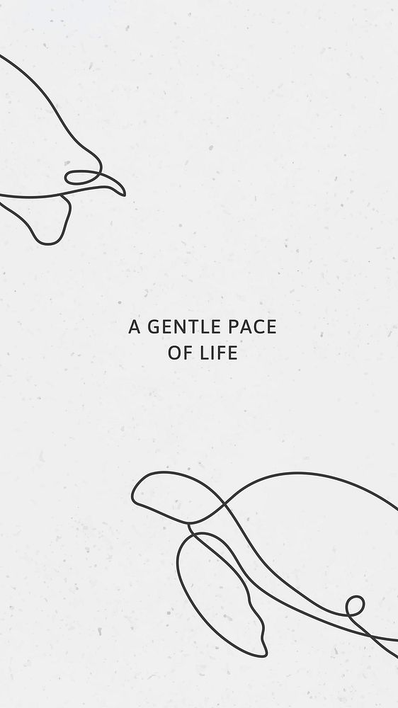 Minimal turtle iPhone wallpaper design, a gentle pace of life quote