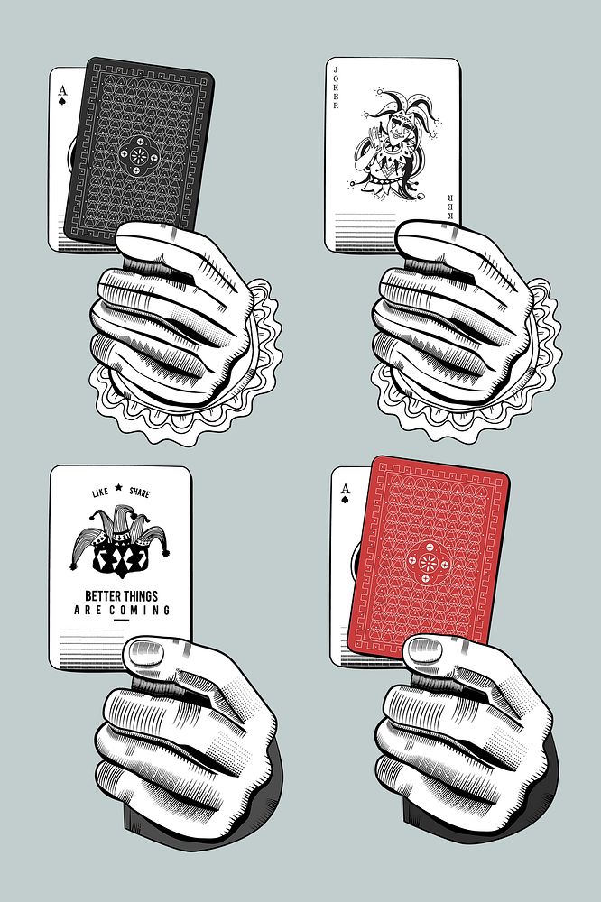 Psd playing cards illustration set