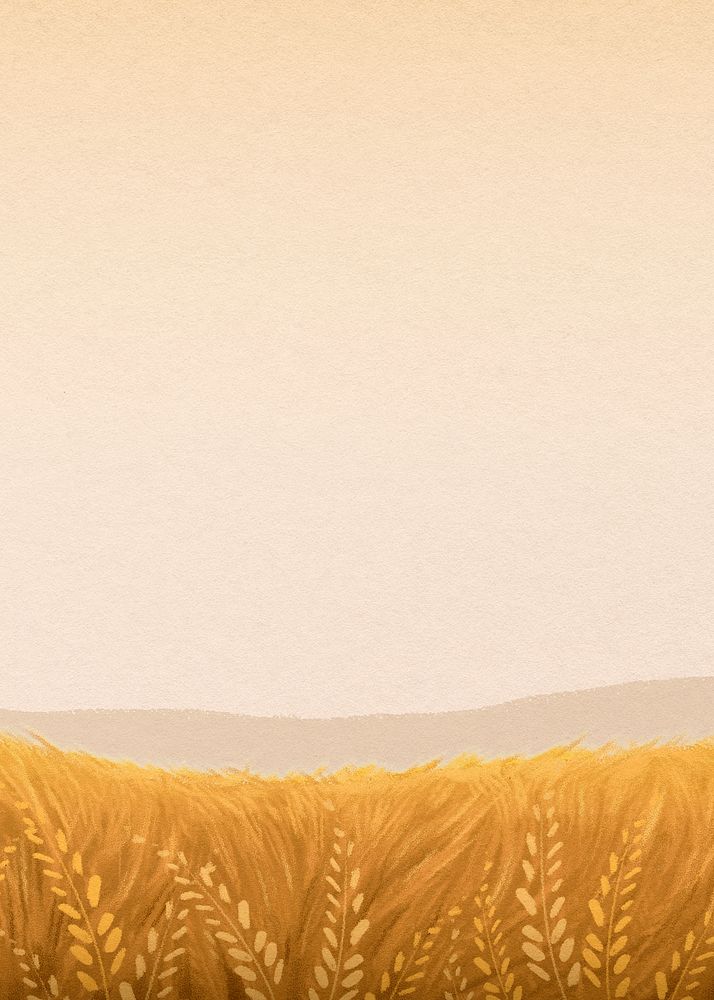 Wheat field background, watercolor aesthetic illustration psd