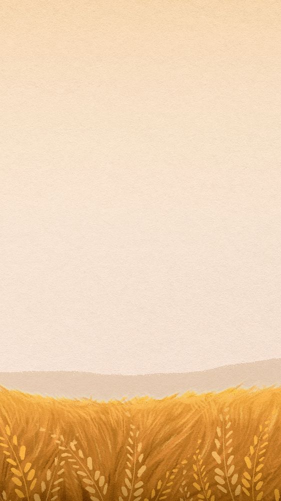 Wheat field phone wallpaper, watercolor aesthetic background psd