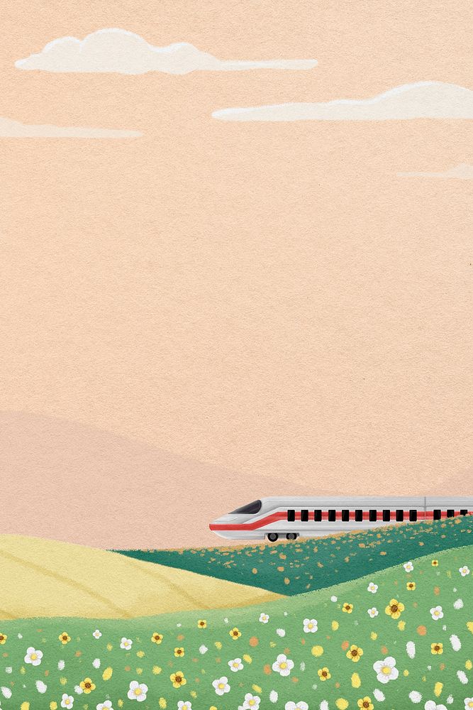 High-speed rail field background, watercolor illustration
