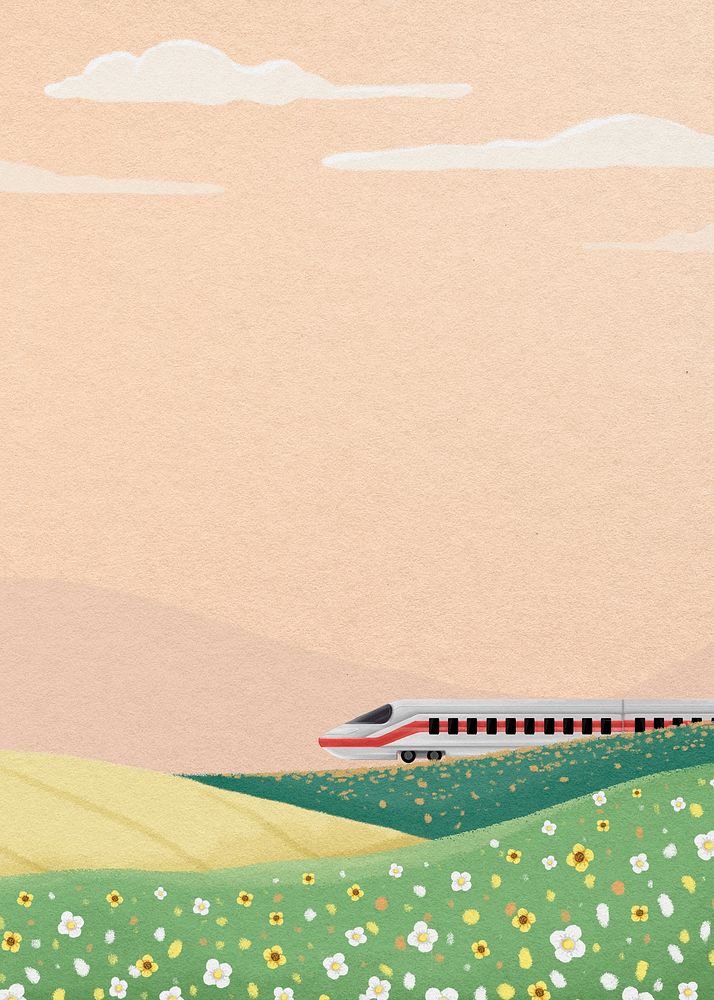 High-speed rail field background, watercolor illustration