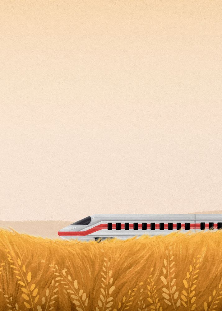 High-speed rail field background, watercolor illustration psd