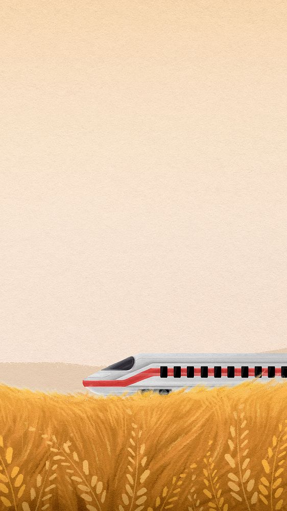 High-speed rail field mobile wallpaper, watercolor illustration