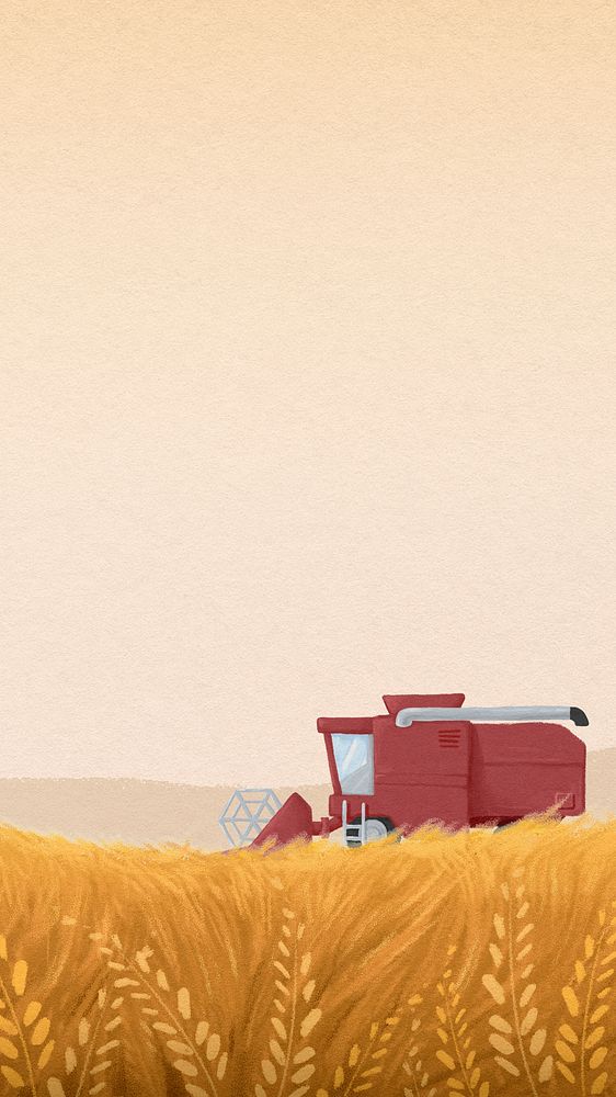 Wheat field phone wallpaper, watercolor aesthetic background