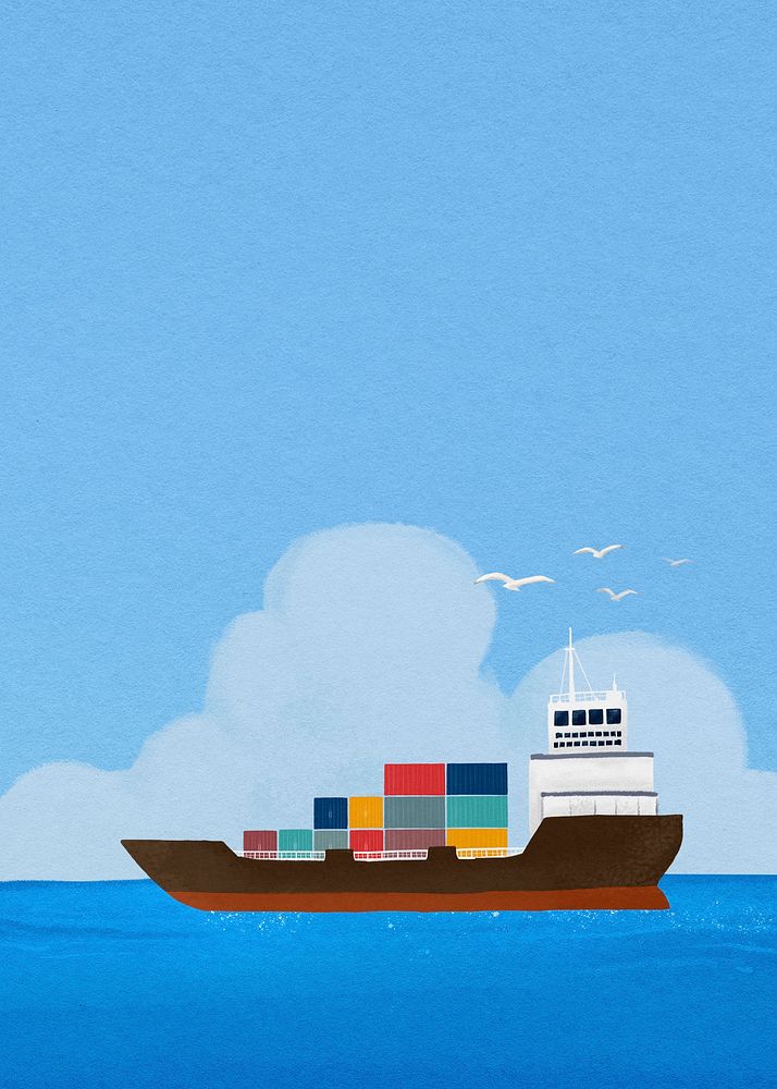 Cargo shipping background, logistics industry illustration psd