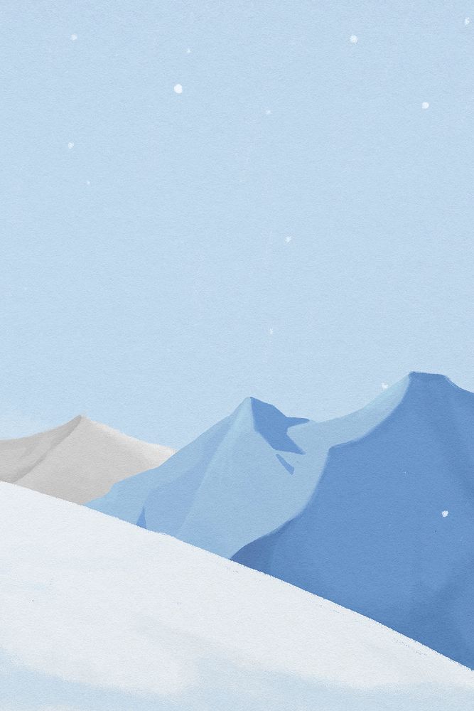 Snowy mountains background, Winter aesthetic border