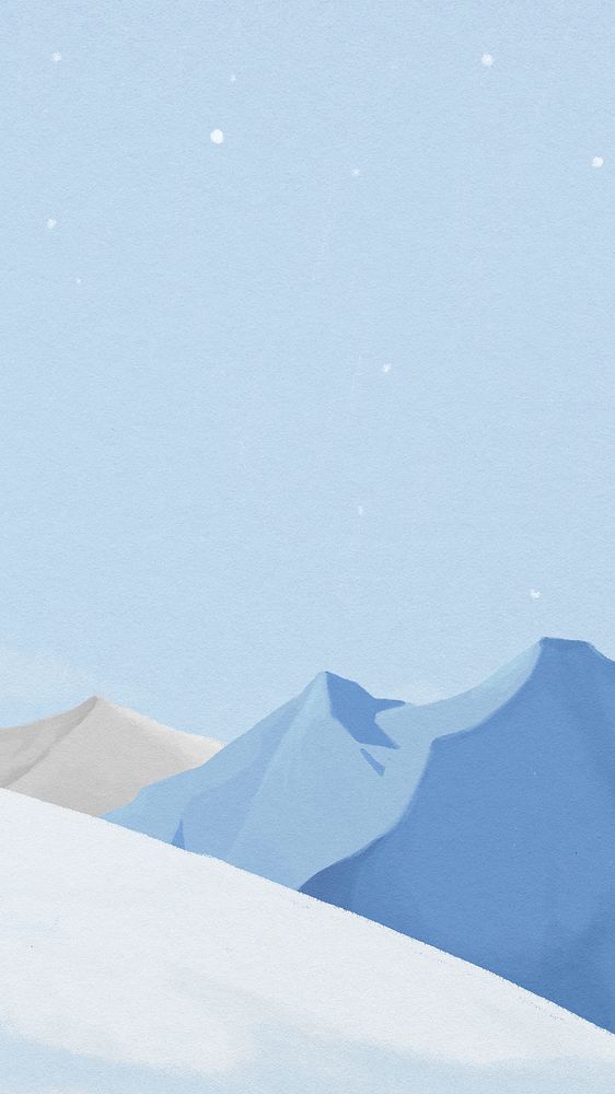 Snowy mountains mobile wallpaper, Winter aesthetic background