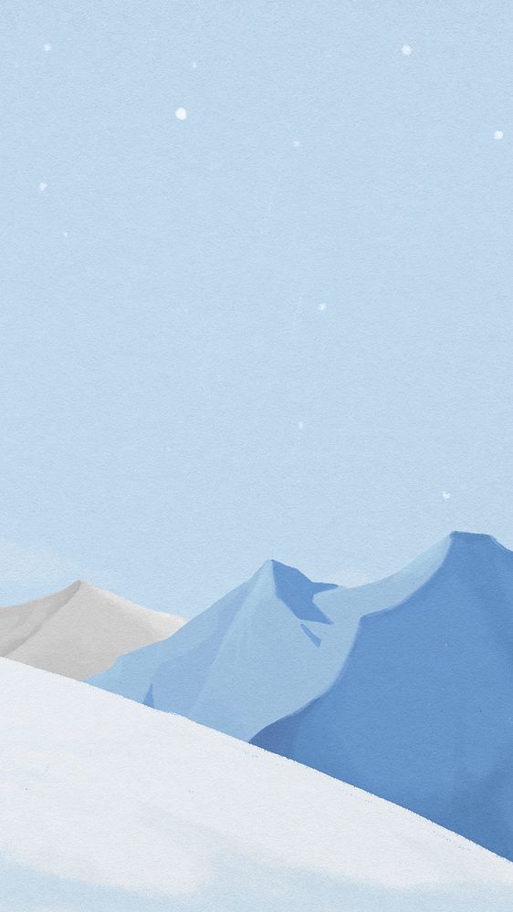 Snowy mountains phone wallpaper, Winter aesthetic background psd