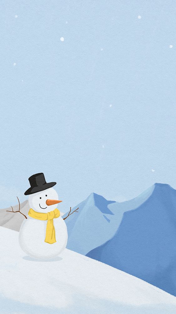 Winter snowman mobile wallpaper, nature, landscape background