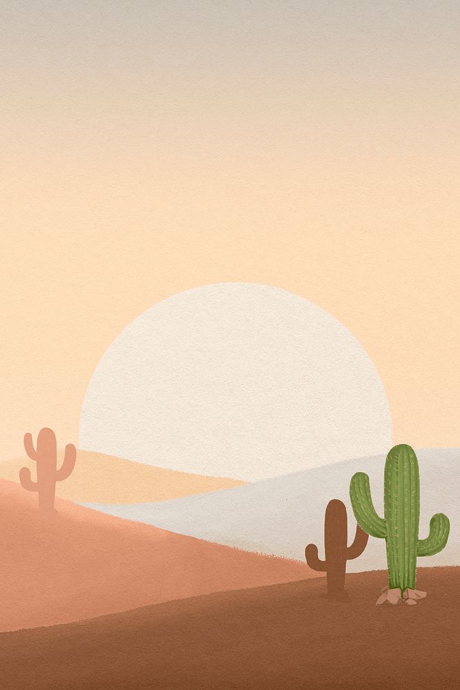 Wild west desert background, cactus border