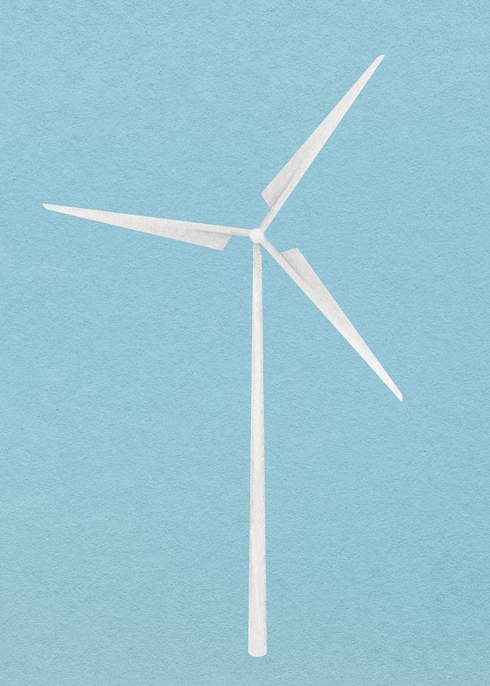 Wind turbine, environment watercolor illustration psd