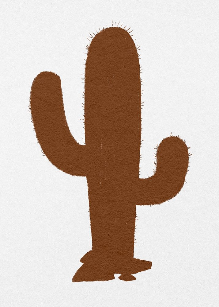 Cactus silhouette, desert plant, watercolor illustration