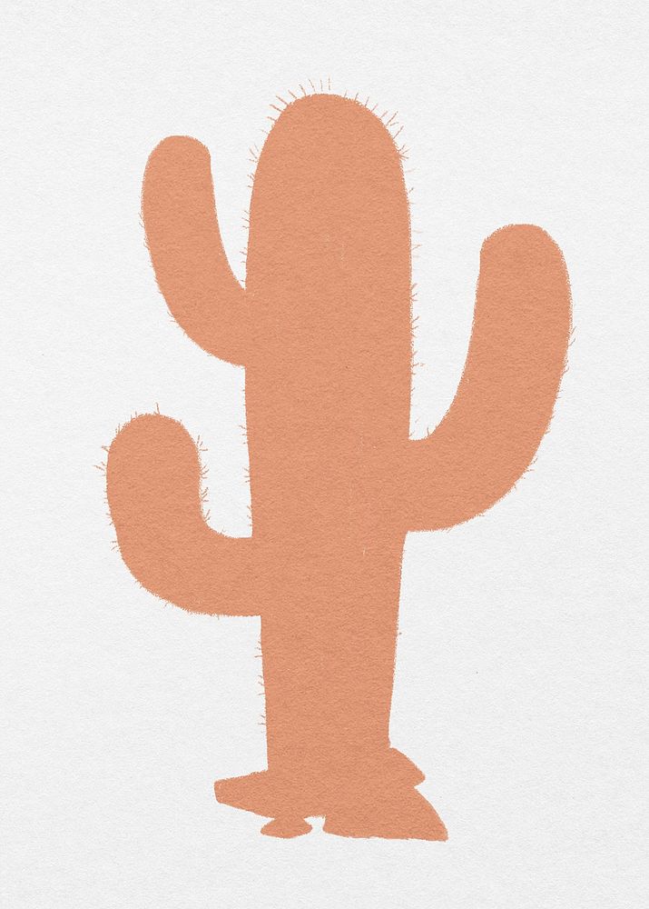 Cactus silhouette, desert plant, watercolor illustration psd