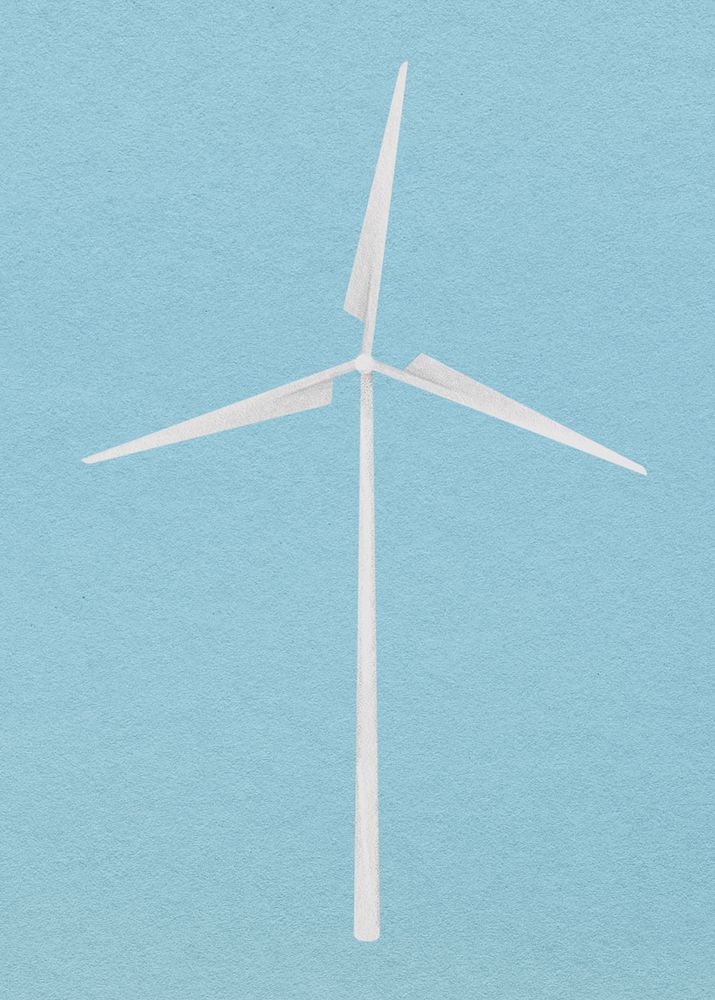 Wind turbine, environment watercolor illustration