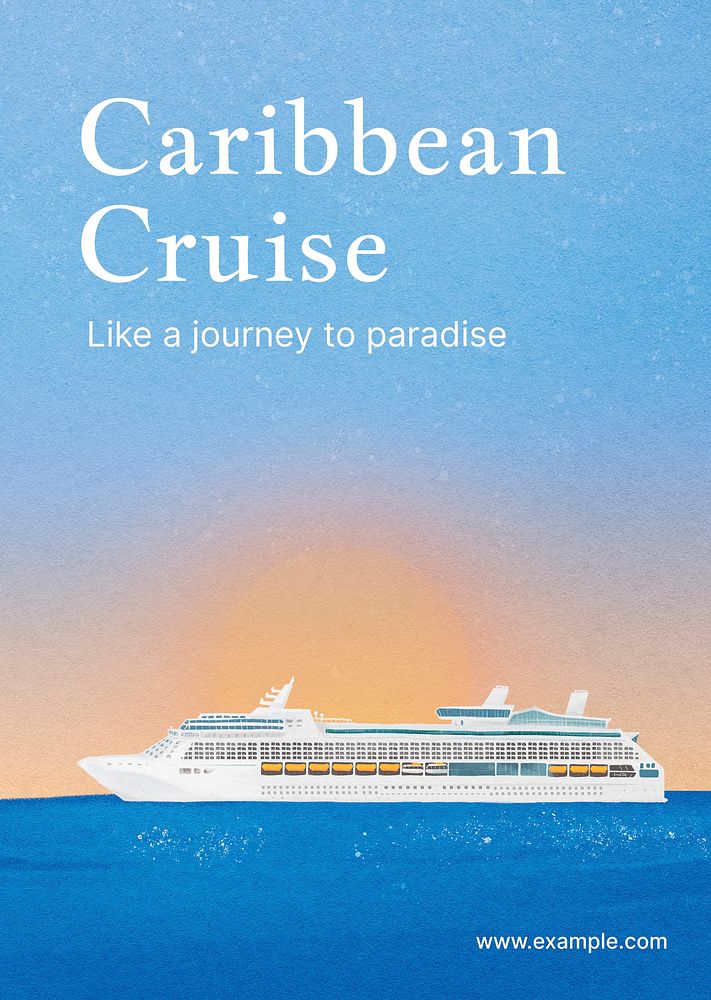 Caribbean cruise poster template, tourism industry psd