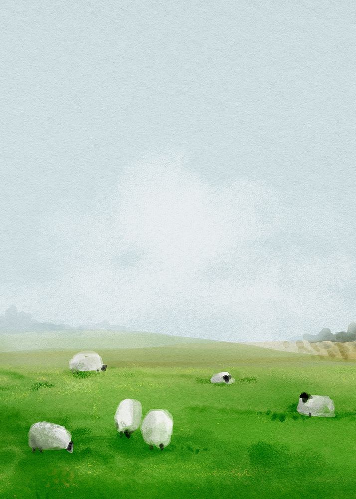 Watercolor farm landscape background, agriculture aesthetic psd