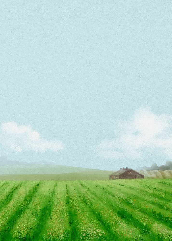 Farm landscape background, watercolor illustration