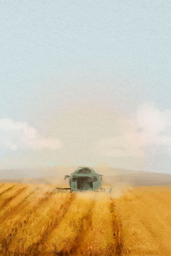 Agriculture aesthetic background, watercolor field illustration