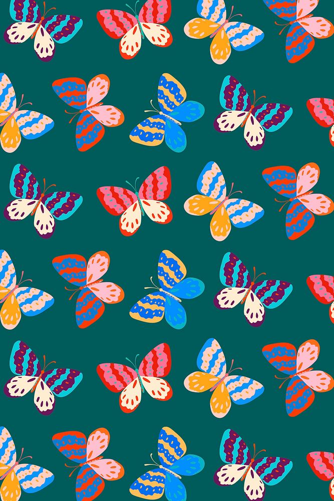 Pop art butterfly background, cute pattern