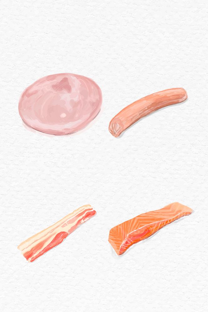 Watercolor processed food vector hand drawn collection