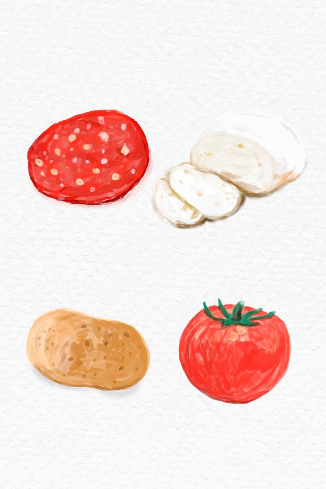 Food ingredients vector watercolor drawing collection