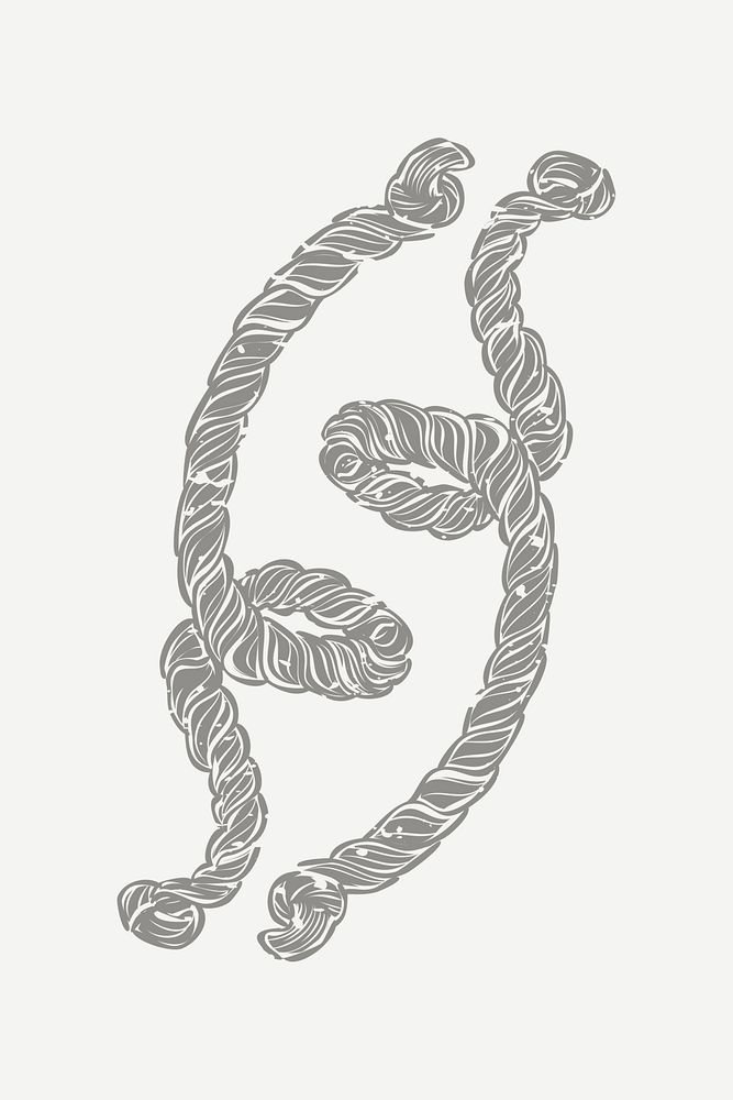 Muted blue rope printmaking psd cute design element