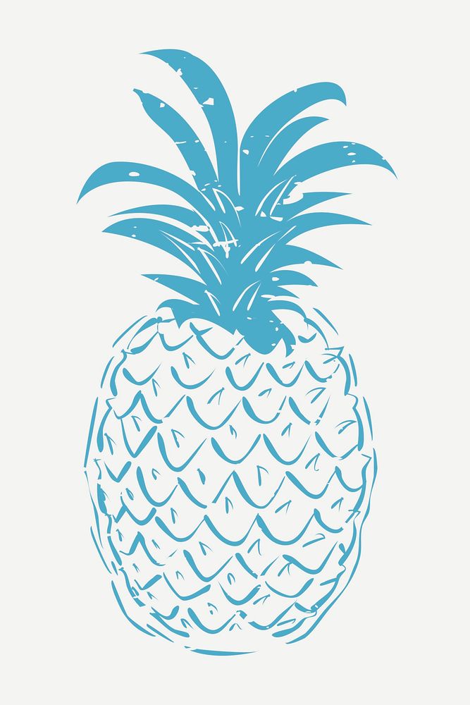 Muted blue pineapple printmaking in cute design element