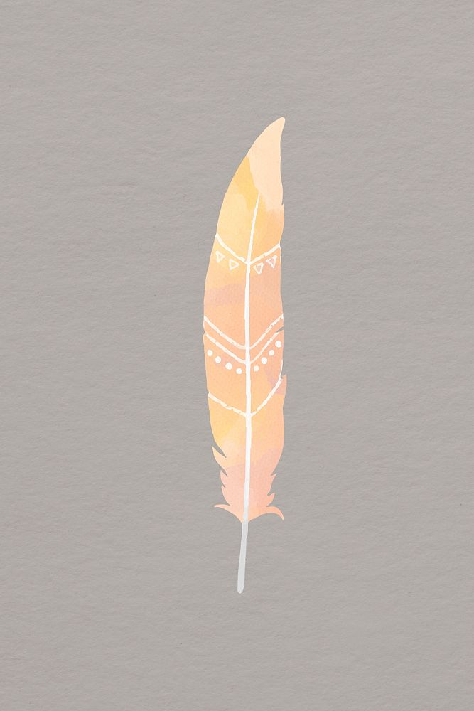 Pastel orange boho psd feather