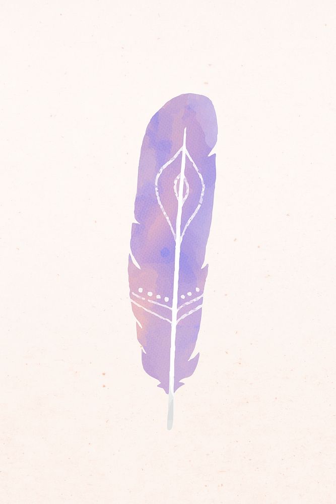 Pastel watercolor boho psd feather