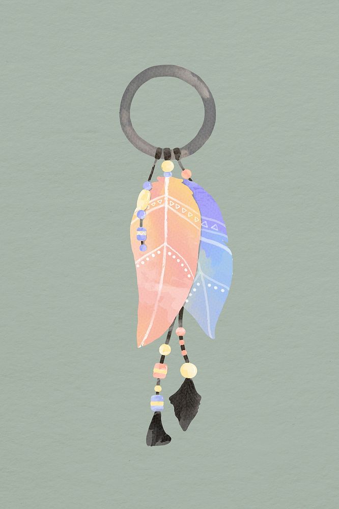 Pastel bohemian dreamcatcher illustrated in watercolor
