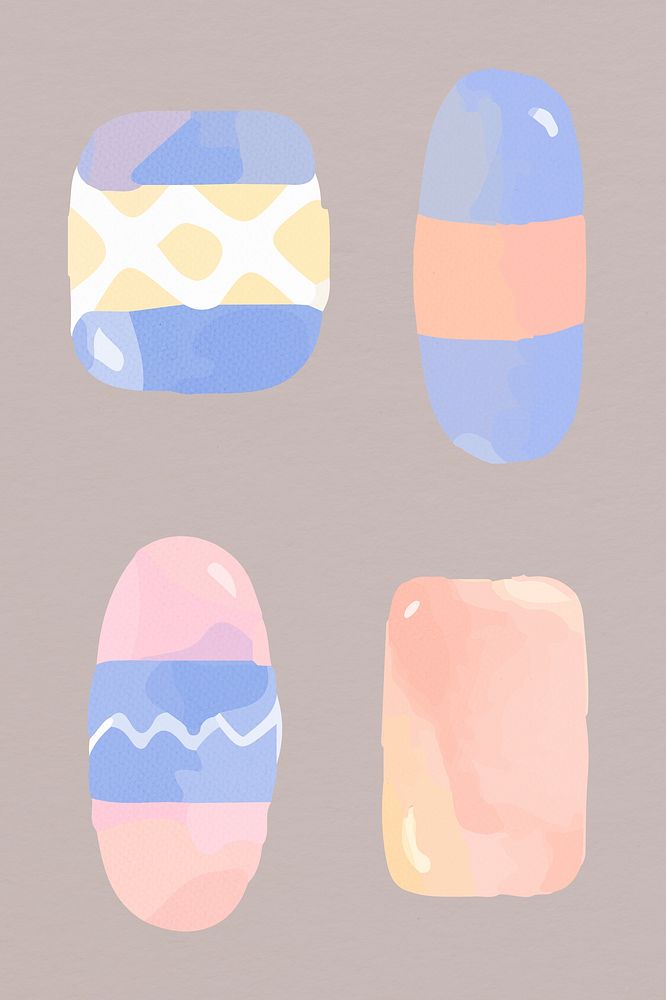 Pastel boho bead design illustration set