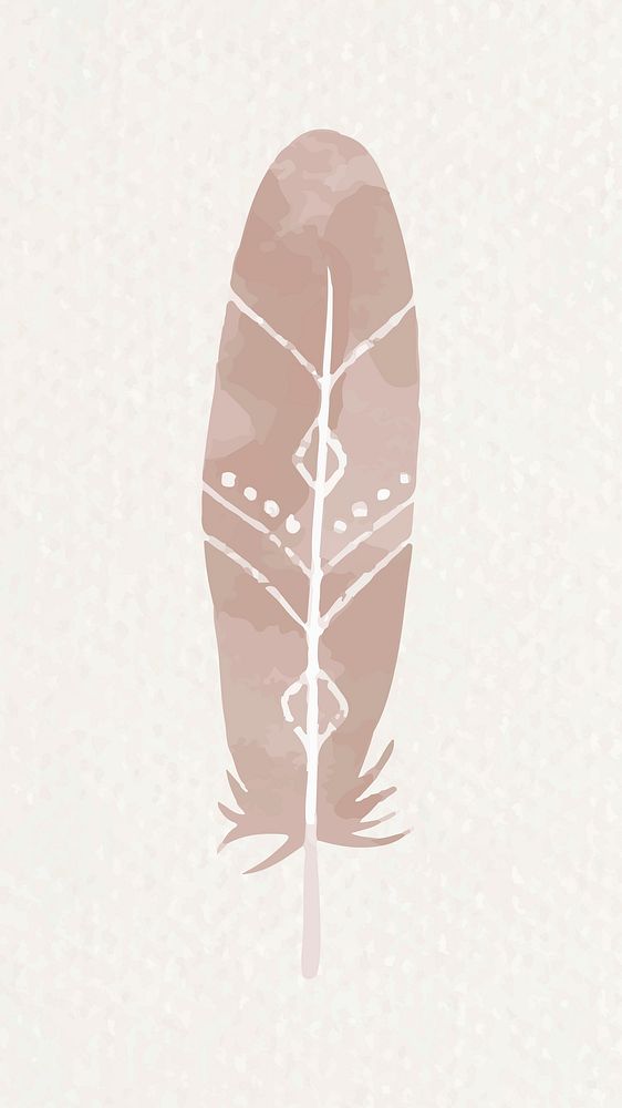 Hand drawn feather vector Bohemian style