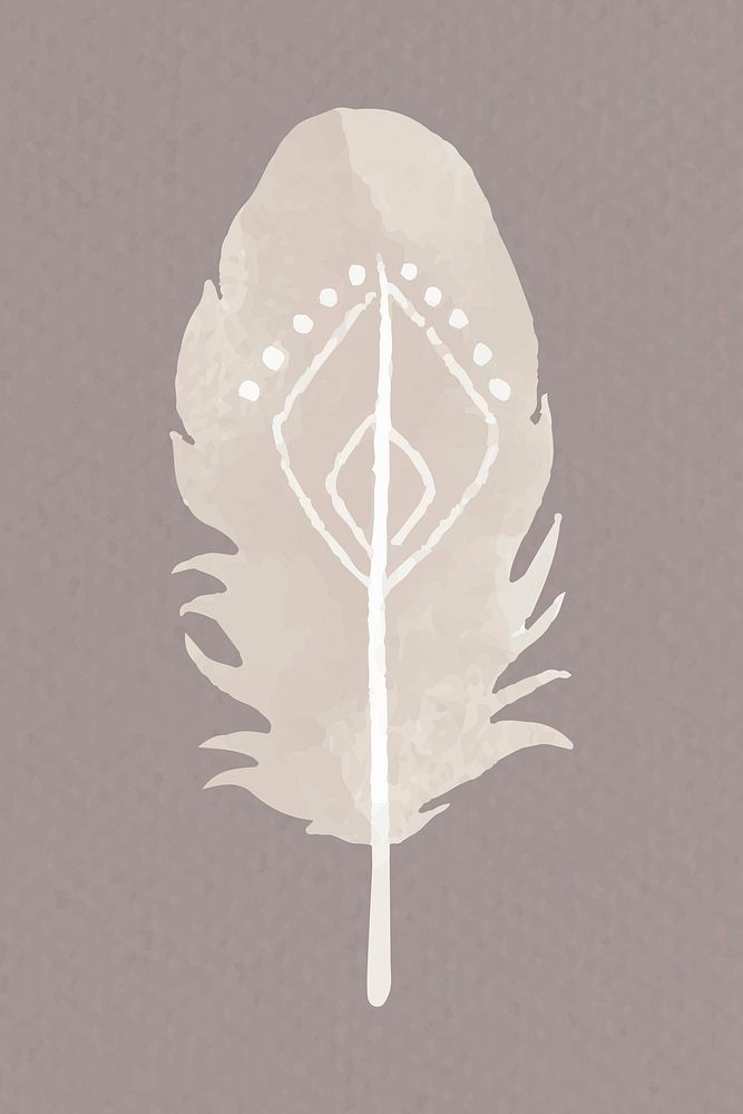 Boho style feather logo vector