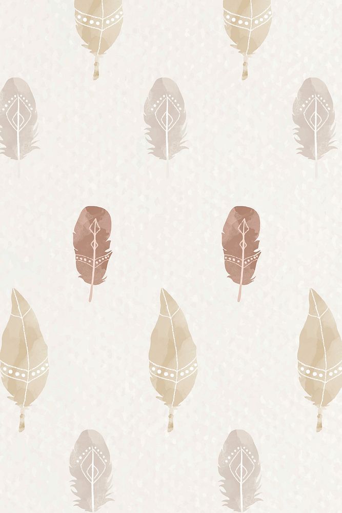 Feather watercolor vector seamless pattern background