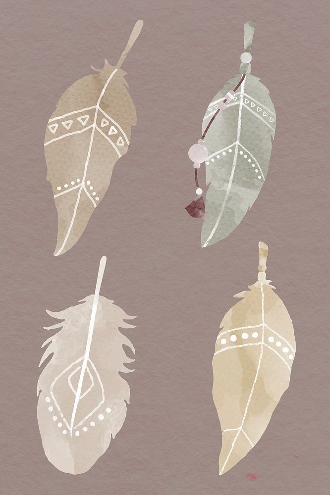 Earth tone Bohemian feather psd collection