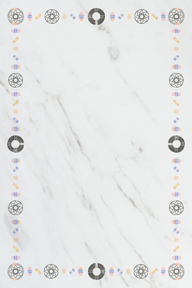Bohemian bead pattern frame psd marble background