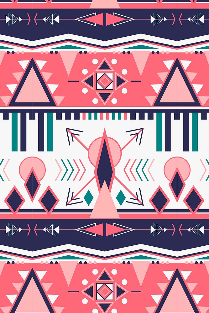 Pink ethnic background, seamless pattern vector