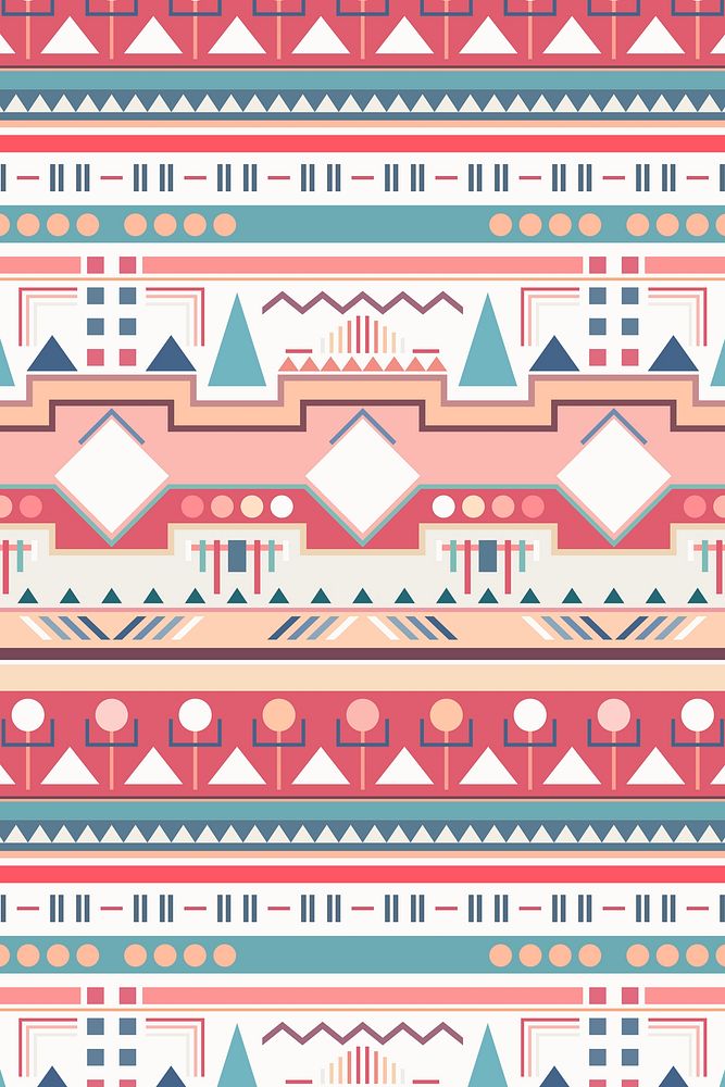 Aesthetic ethnic background pattern, seamless tribal vector, pastel design