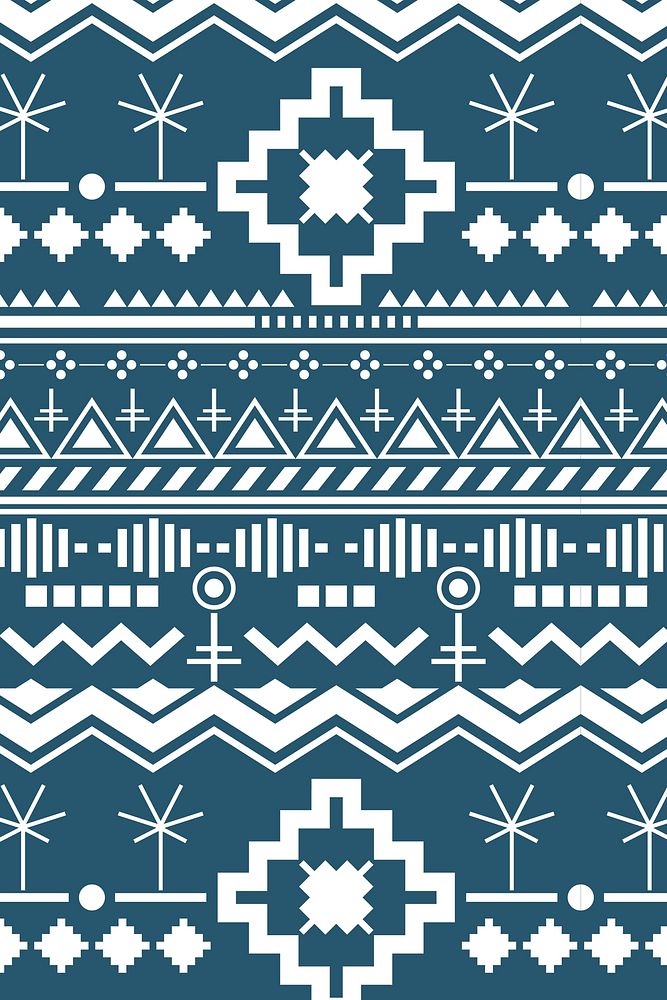 Ethnic seamless pattern, tribal background vector, white and blue fabric
