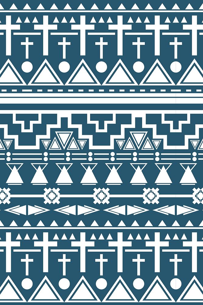 Native American pattern background, ethnic vector, white and blue fabric
