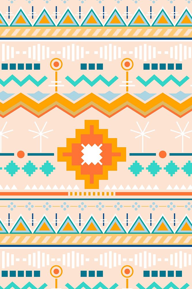 Aesthetic ethnic background pattern, seamless tribal vector, pastel design