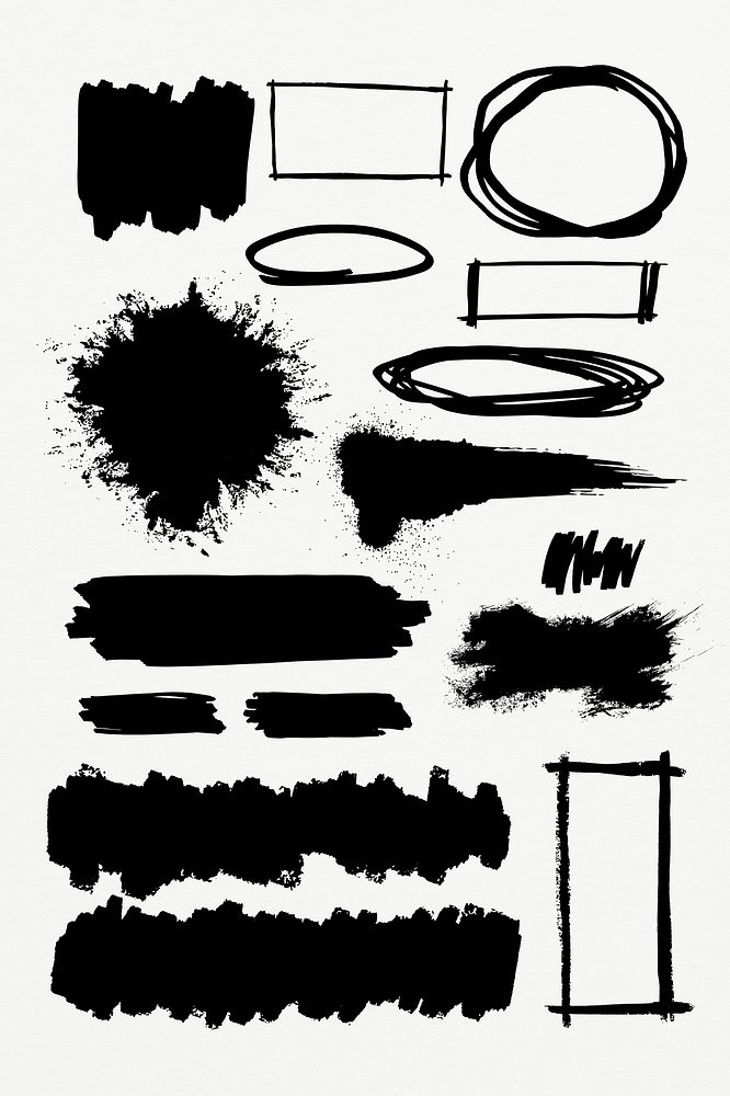 Brush graphic psd in black ink set