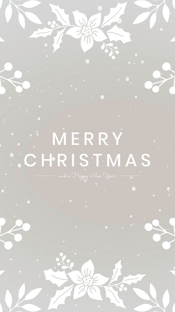 Merry Christmas wish vector gray floral background