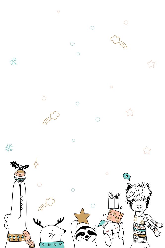 Xmas cartoon anima psd festive holiday card background