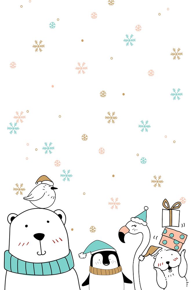 Cute polar bear psd animal Christmas card background