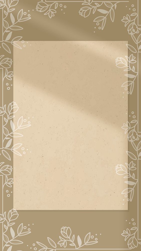 Beige rectangle floral mobile phone background vector