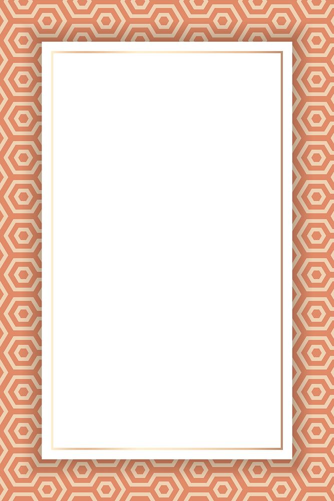 Gold frame on an orange Kikko Japanese seamless pattern vector